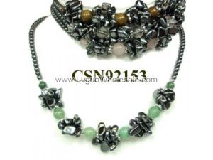 Assorted Colored Semi precious Stone Beads Hematite Chip Beads Stone Chain Choker Fashion Women Necklace